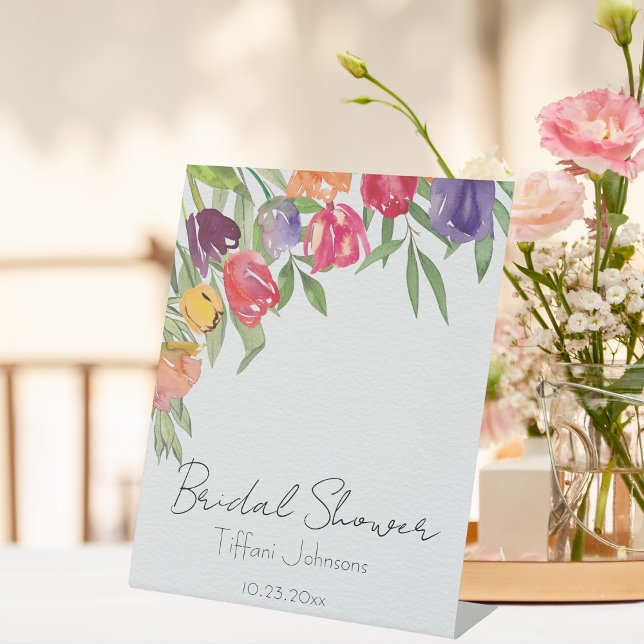 Signe De Table Fête des mariées des tulipes brillantes et amusant (Créateur téléchargé)