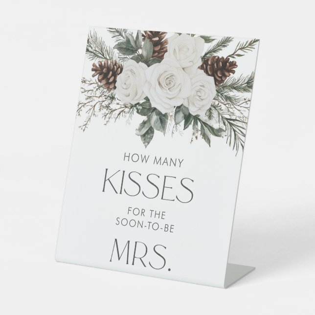 Signe De Table Fête des mariées d'hiver Devinez combien de baiser (Recto)