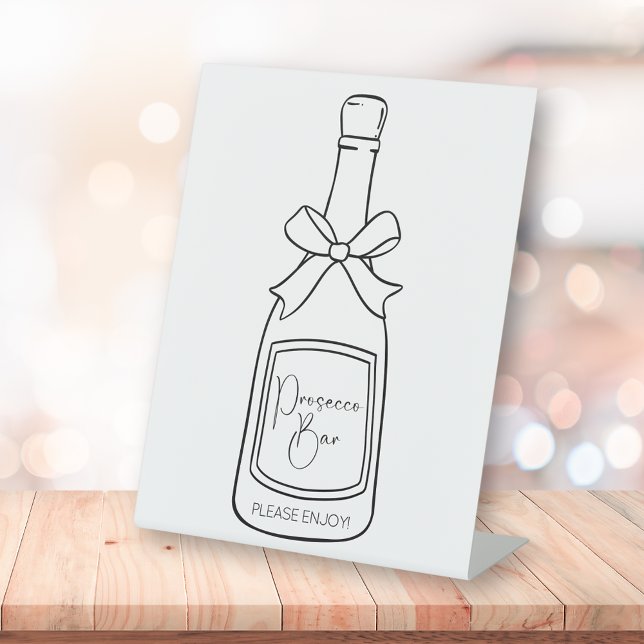 Signe De Table Fête des mariées du bar Prosecco Script moderne (Créateur téléchargé)