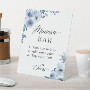 Signe De Table Fête des mariées Mimosa Bar Dusty Blue Floral