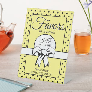Signe De Table Fête des mariées Vintages Pois Vaches Lemon Jaune