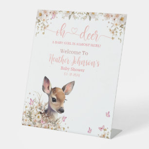 Signe De Table Fête Prénatale Bébé Fille Cerf de la Forêt