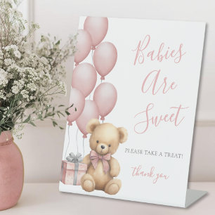 Signe De Table Fête Prénatale Ourson Sucreries Roses
