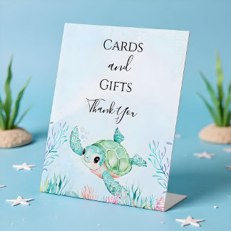 Signe De Table Fête Prénatale pour Bébé Tortue de Mer (Bleu) Pann