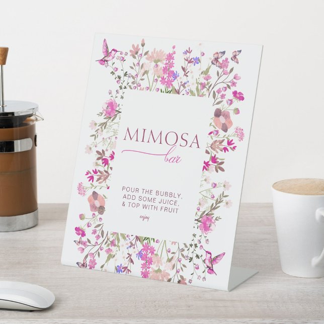 Signe De Table Fête Prénuptiale au Bar Mimosa Rose Rubis Pastel C (Créateur téléchargé)