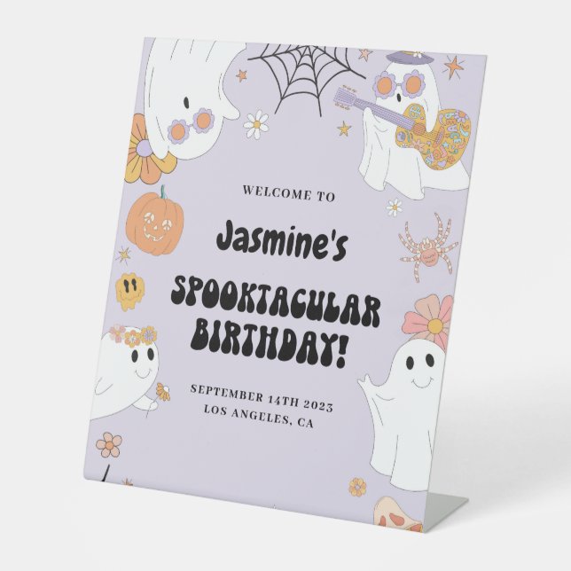 Signe De Table Fille Fantôme Halloween Bienvenue Anniversaire (Recto)