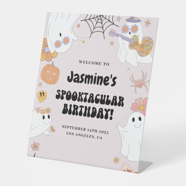 Signe De Table Fille Halloween Affiche de bienvenue d'anniversair (Recto)