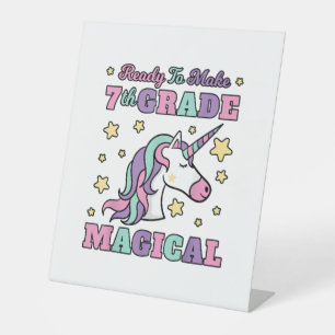 Signe De Table Filles 7E Année Retour À L'École Magique Unicorne