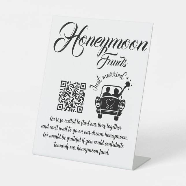 Signe De Table Financement de lune de miel Code QR Mariage (Recto)