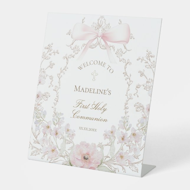 Signe De Table First Communion girl welcome (Recto)