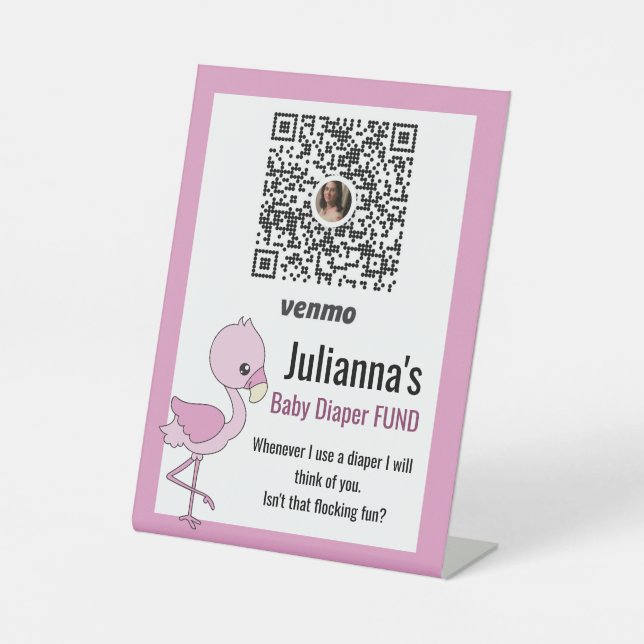 Signe De Table Flamant rose fille | Idées baby showers (Recto)