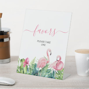 Signe De Table Flamants roses Symbole Tropical Douche Favors