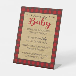 Signe De Table Flannel Lumberjack Ne pas dire Baby Party Jeu Sign