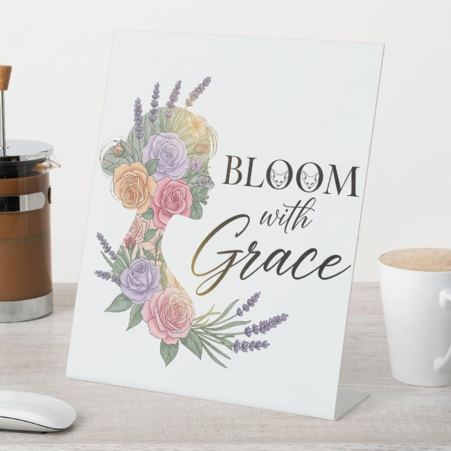 Signe De Table Fleur avec Grace Elegant Floral Femme Silhouette (In SItu)