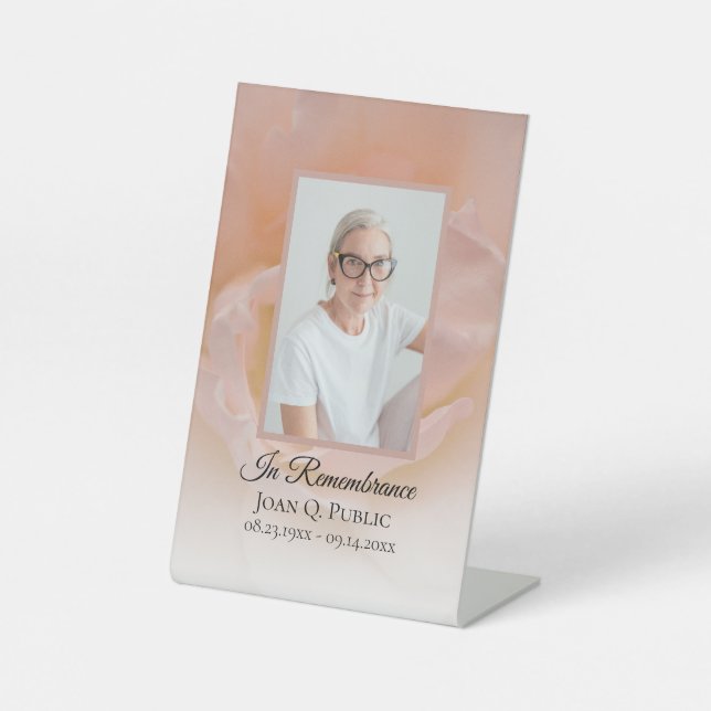 Signe De Table Fleur rose pâle Pétales Mémorial funéraire (Recto)