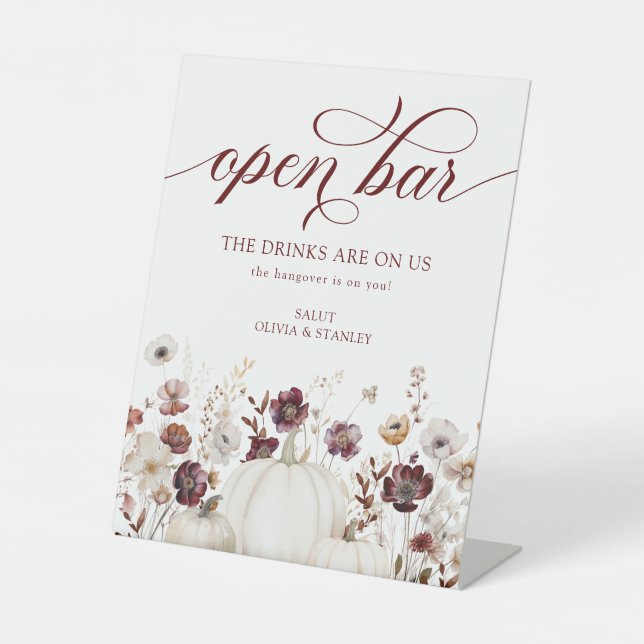 Signe De Table Fleur sauvage Automne Mariage Open Bar (Recto)