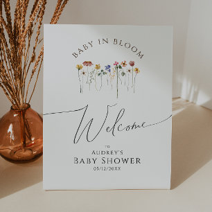 Signe De Table Fleur sauvage Bienvenue bébé dans le Baby shower e