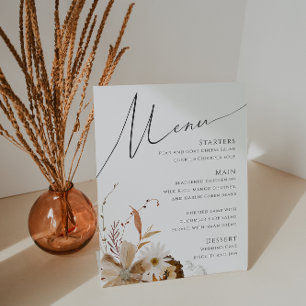 Signe De Table Fleur sauvage d'automne Boho Menu Mariage