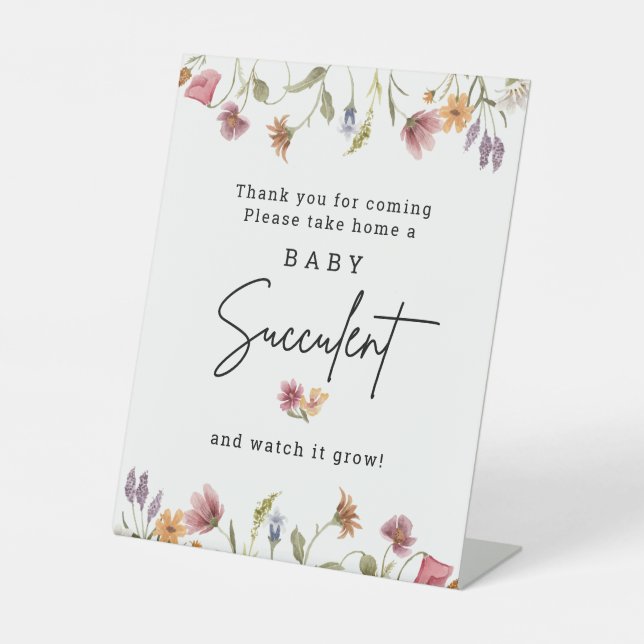 Signe De Table Fleur sauvage de printemps Baby shower succulent b (Recto)
