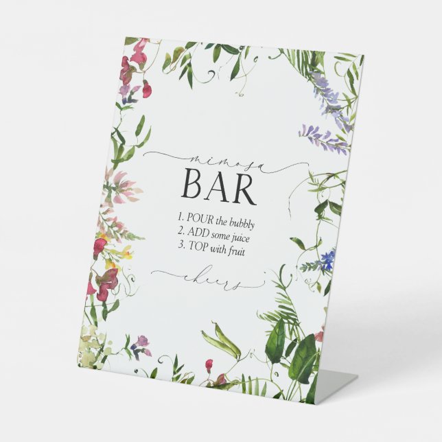 Signe De Table Fleur sauvage d'été Fête des mariées Mimosa Bar (Recto)