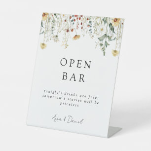 Signe De Table Fleur sauvage d'été Mariage de terrain Open Bar