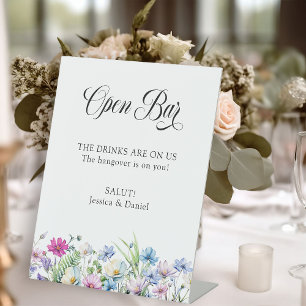 Signe De Table Fleur sauvage Garden Joli et amusant Open Bar Mari