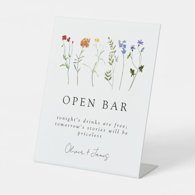 Signe De Table Fleur sauvage LGBTQ Gay pride Floral Mariage Open  (Recto)