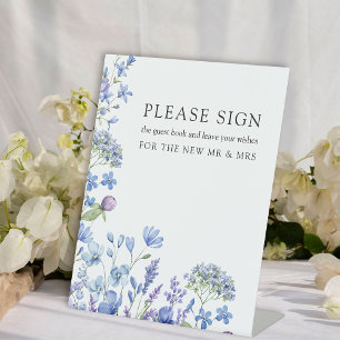 Signe De Table Fleur sauvage Periwinkle Floral Mariage Livre d'in