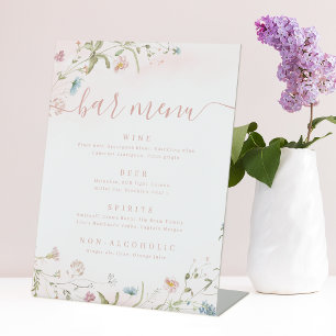 Signe De Table Fleur sauvage rose script rustique Barre Menu