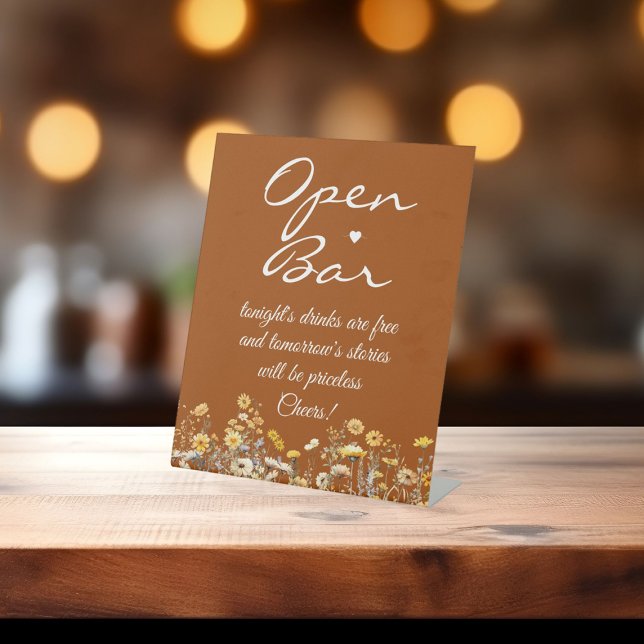 Signe De Table Fleur sauvage Terracotta Signature Script Open Bar (Créateur téléchargé)