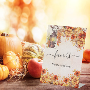 Signe De Table Fleurs d'automne orange faveur