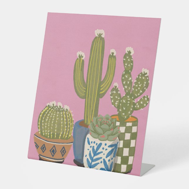 Signe De Table Fleurs de cactus rose (Recto)
