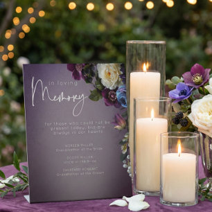 Signe De Table Fleurs de mariage mémorial lavande violet foncé ma
