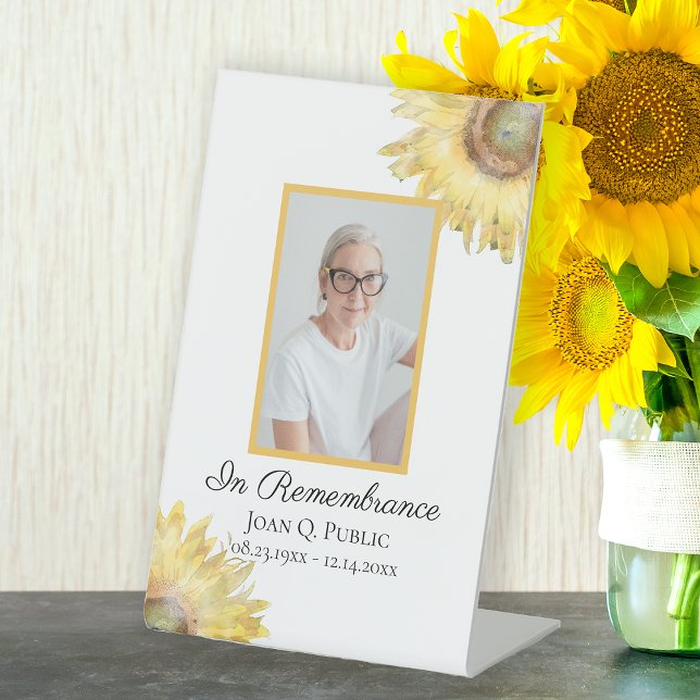Signe De Table Fleurs de soleil jaunes Fête de la vie funéraire (Créateur téléchargé)