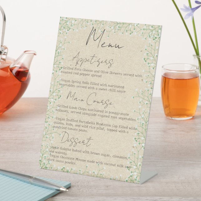 Signe De Table Fleurs de souffle de bébé Boho Farmhouse Mariage M (In SItu)