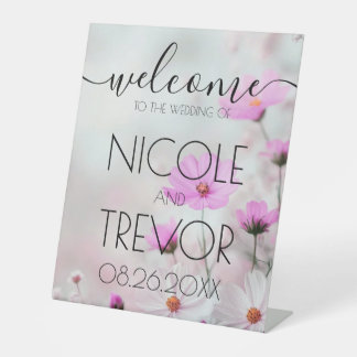 Signe De Table Fleurs délicates roses personnalisées Bienvenue Ma