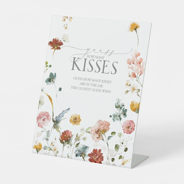 Signe De Table Fleurs du jardin Aquarelle Combien de baisers (Recto)