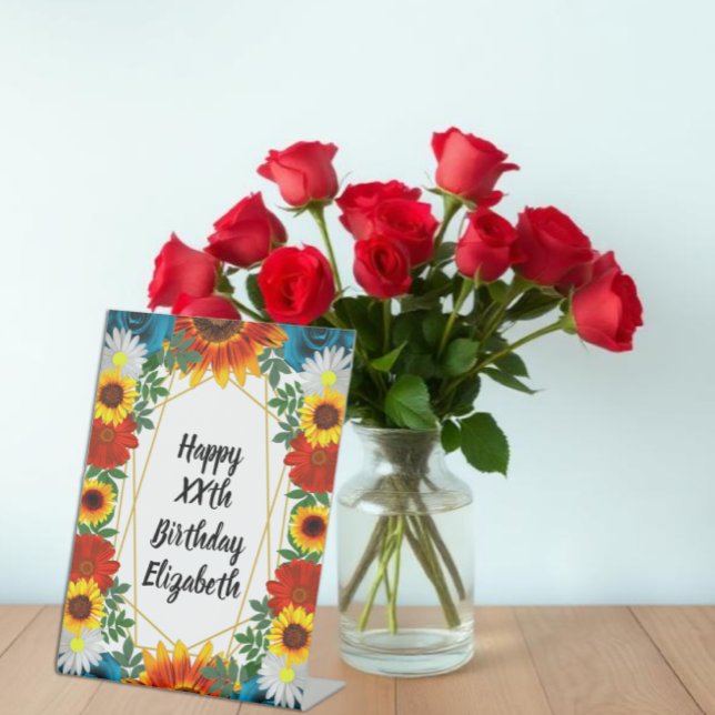Signe De Table Fleurs géométriques d'été de jardin arrière (Créateur téléchargé)