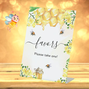 Signe De Table fleurs jaunes d'abeilles mariages miel faveurs
