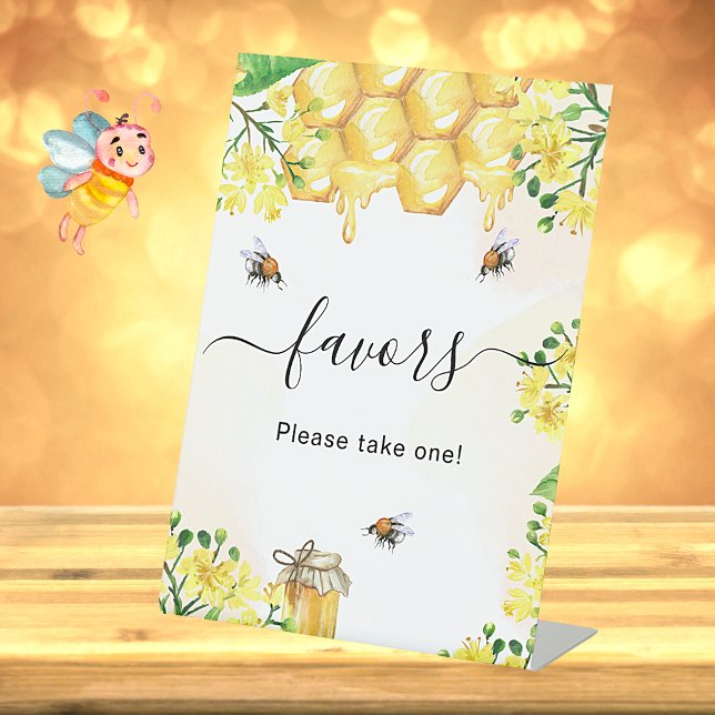 Signe De Table fleurs jaunes d'abeilles mariages miel faveurs (Créateur téléchargé)