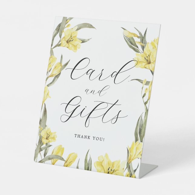 Signe De Table Fleurs Jaunes vertes Cadeaux Baby shower Carte (Recto)