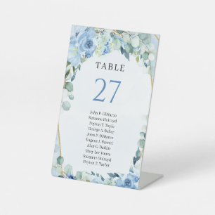 Signe De Table Fleurs pastel pastel bleu clair élégant Numéro de 