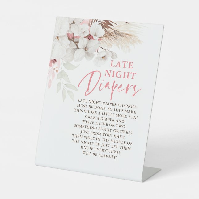 Signe De Table Fleurs roses et blanches Late Night Diapers (Recto)