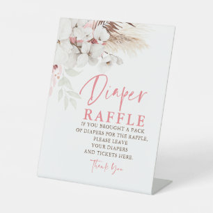 Signe De Table Fleurs roses et blanches Raffle de couches Place