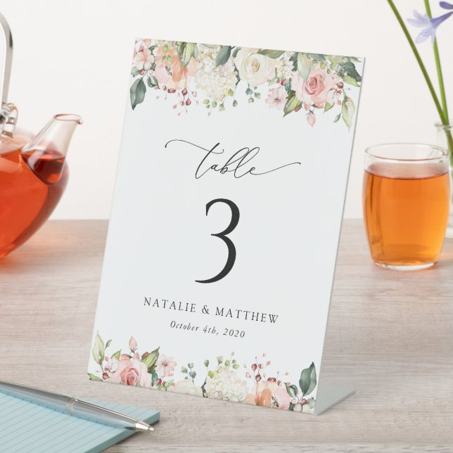 Signe De Table Fleurs roses, Fleurs blanches, Boho, Numéros de ta (In SItu)