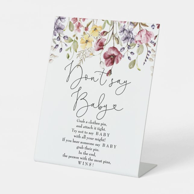 Signe De Table Fleurs sauvages Baby In Bloom Douche Ne dites pas  (Recto)
