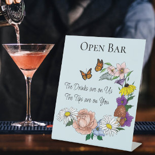 Signe De Table Fleurs sauvages Champignons bleus floraux