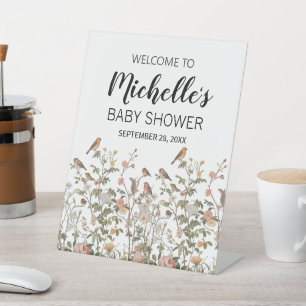 Signe De Table Fleurs sauvages et oiseaux modernes Baby shower de