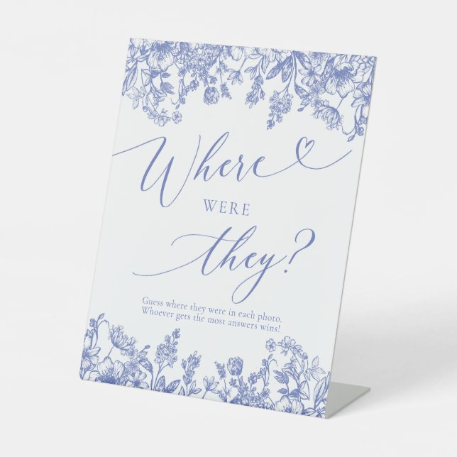 Signe De Table Floral Bleu Où Étaient-Ils Fête des mariées Jeu (Recto)