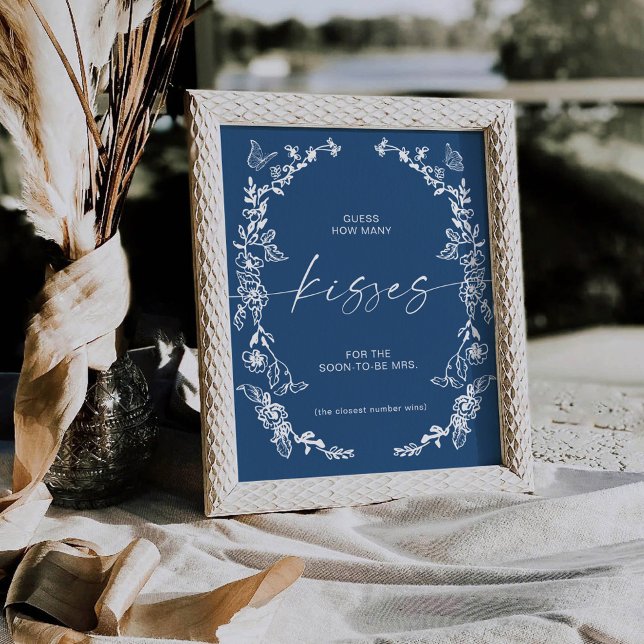 Signe De Table Floral Chinoiserie Devine Combien De Baisers (Créateur téléchargé)